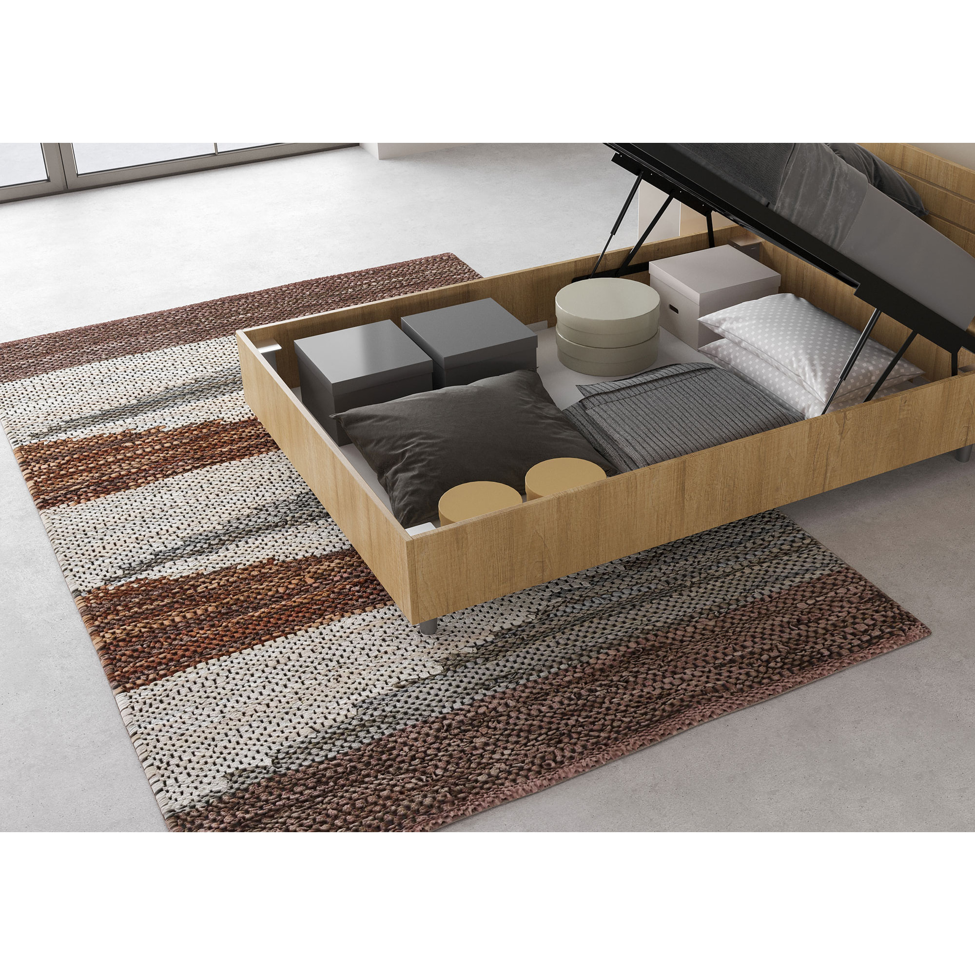 Letto una piazza e mezza contenitore 120x200 testata dritta con doghe quercia Ankel