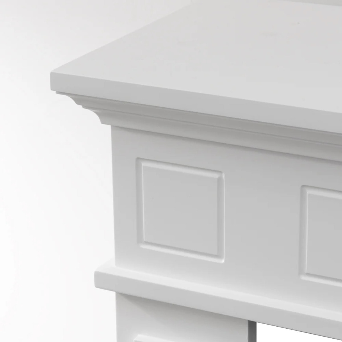Jefferson - Cornice per Camino 89,5x90,5x28 cm Rivestimento Decorativo in Legno MDF Bianco