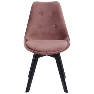 Lot de 4 chaises en velours NORA roses avec coussin