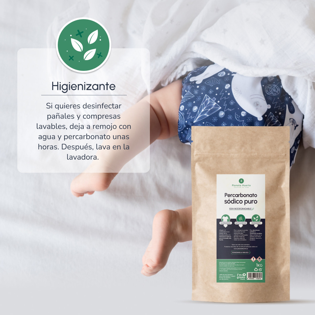 PLANETA HUERTO | Pack 3x Percarbonato Sódico Puro 2.5 kg - Blanqueador Natural para Ropa y Hogar con Ingredientes 100% Ecológicos