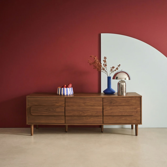 Meuble TV vintage décor bois 3 portes 150cm JULIANA