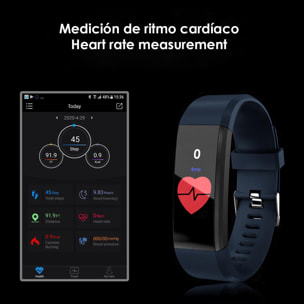 Brazalete inteligente ID115 Plus con termómetro, monitor cardíaco, tensión y oxígeno en sangre.