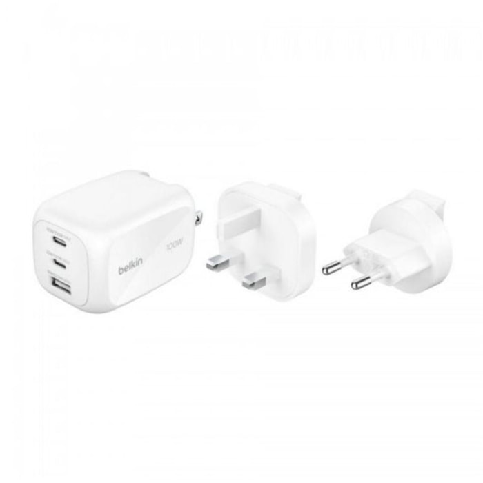Chargeur BELKIN 100W 3 ports blanc GaN