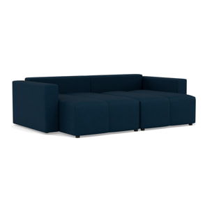 Daryl - canapé d'angle réversible 4 places convertible avec coffre en tissu texturé - Bleu