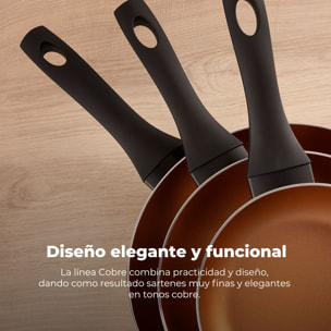 Set 3pc sartenes aluminio ind cobre