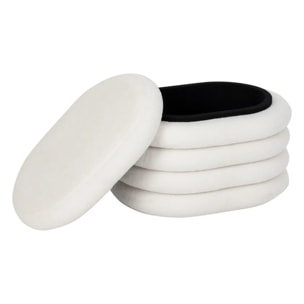 Pouf coffre bouclette Guilia blanc 59x45cm