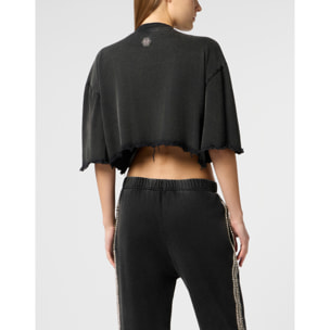 PHILIPP PLEIN Cropped T-Shirt Strass Signature