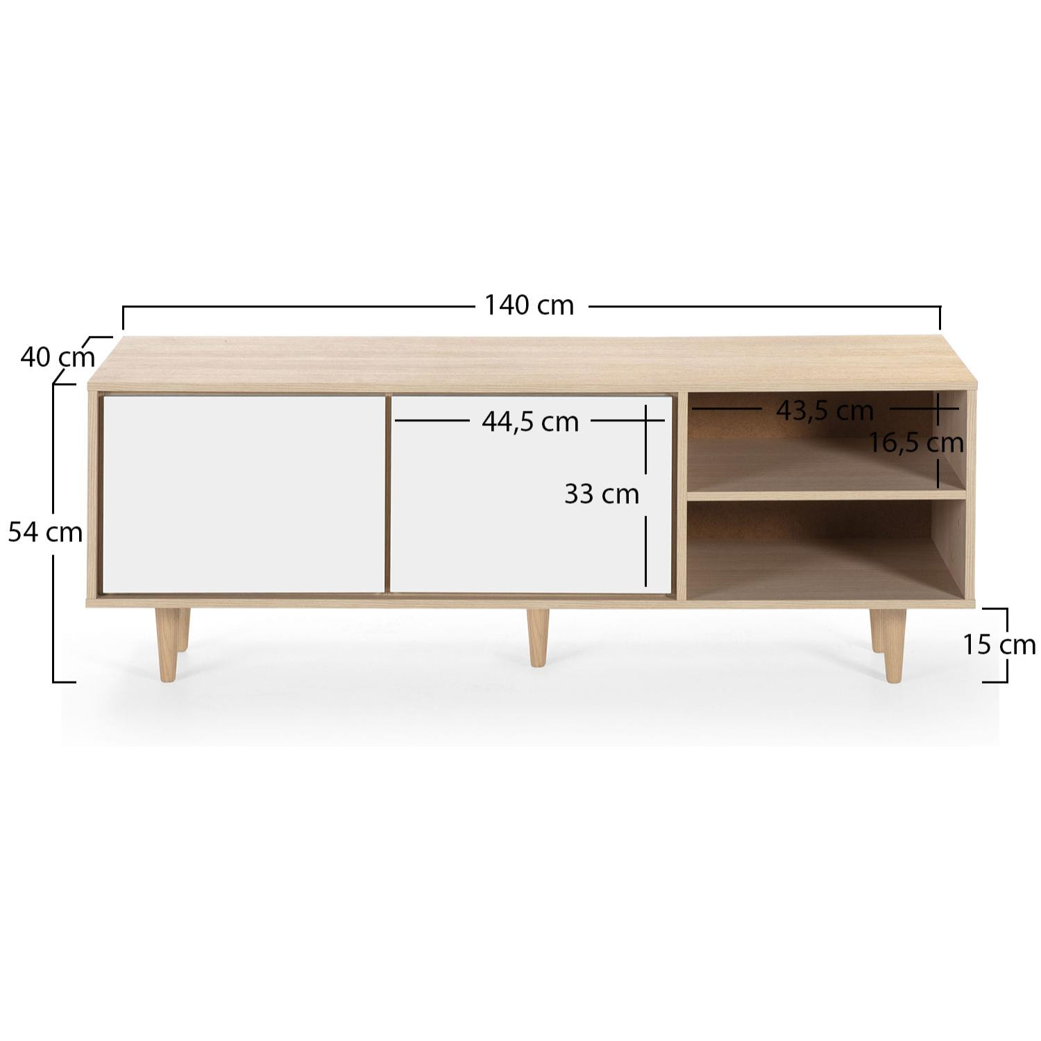 Mueble tv denia 2p roble o roble/blanco