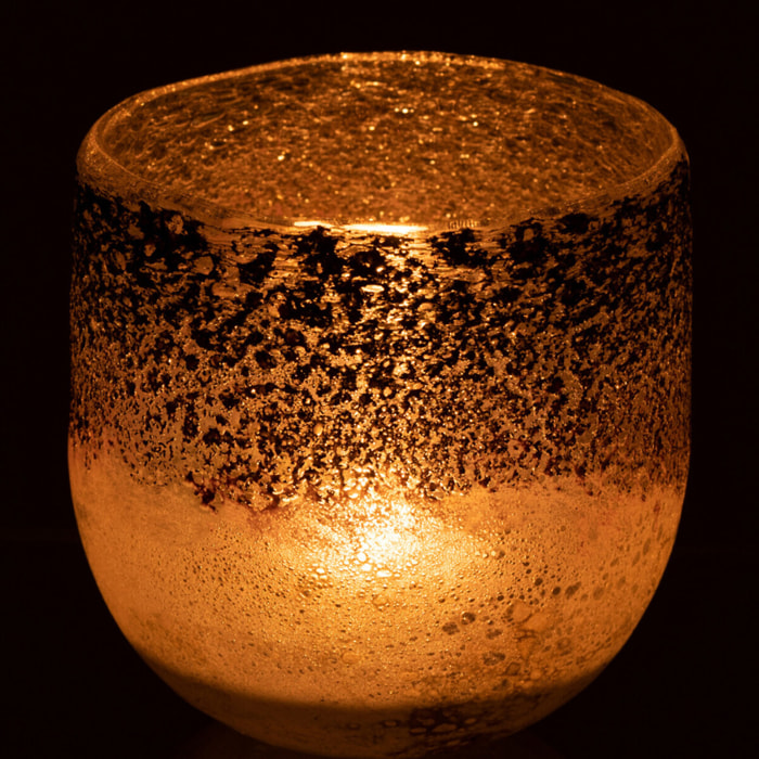 J-Line photophore Milano - verre - gris/rose - small