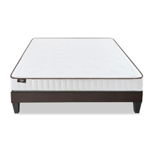 Ensemble Matelas Cristal & Sommier Kit15, 18 cm, Mémoire de Forme, Technologie Tri-Lattes, Soutien Ferme