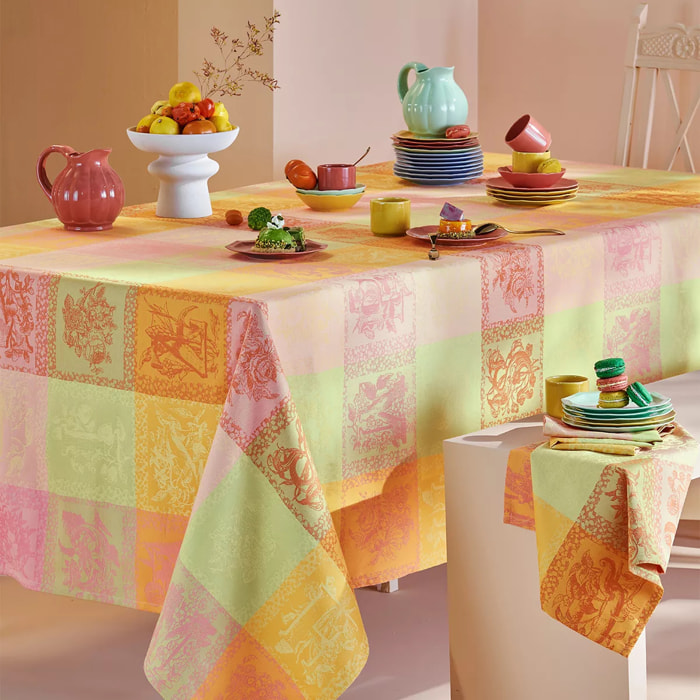 Nappe pur coton motif jacquard multicolore Mille abecedaire chatoyant