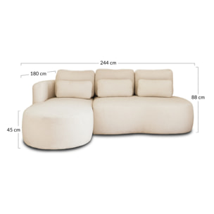 Mahina - canapé d'angle gauche - 4 places - convertible avec coffre - en tissu bouclette - Taupe