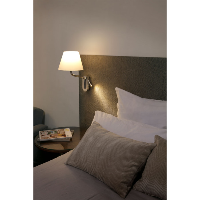 ETERNA Lampada da parete con lettore sinistra chrome/beige