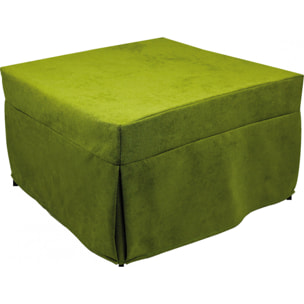 Puof trasformabile in letto singolo, Made in Italy, Letto pieghevole, Pouf in tessuto sfoderabile salvaspazio da soggiorno, cm 78x78/195h45, Verde