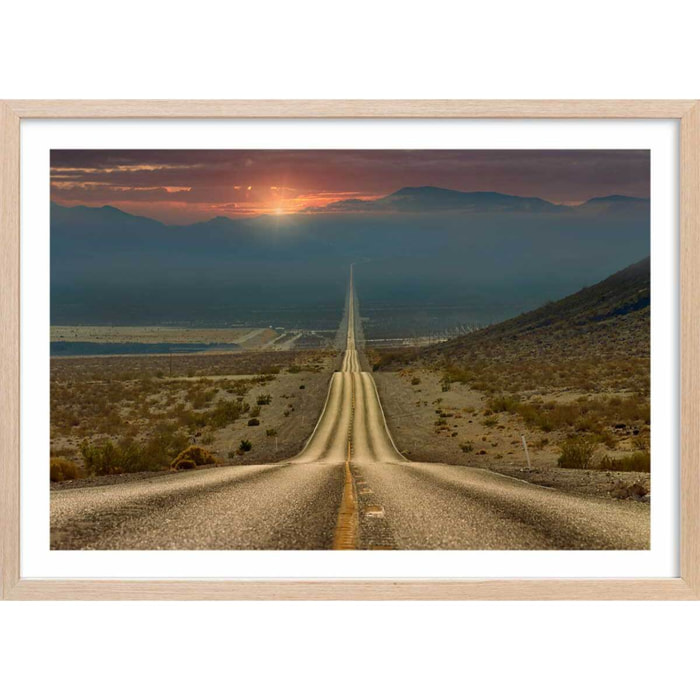 Affiche paysage roadtrip Affiche + cadre en bois - Chêne