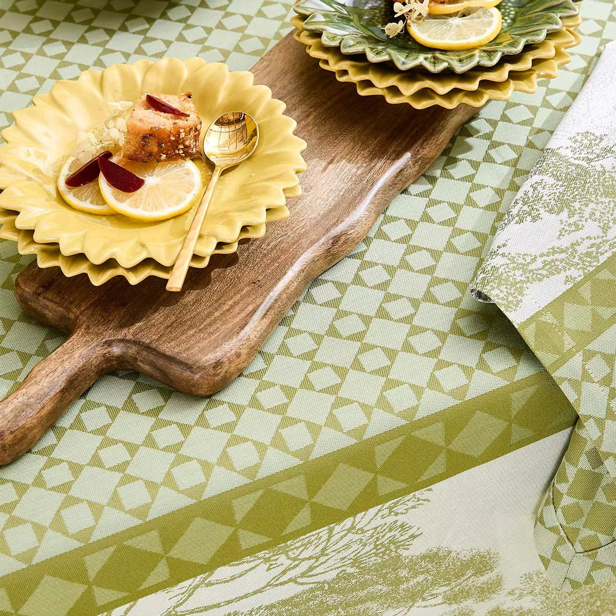 Serviette pur coton 220 g/m² motif jacquard vert Le sud vert