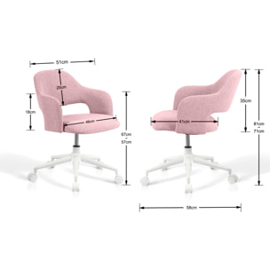Silla de estudio Mia tela rosa 81x58x58 cm
