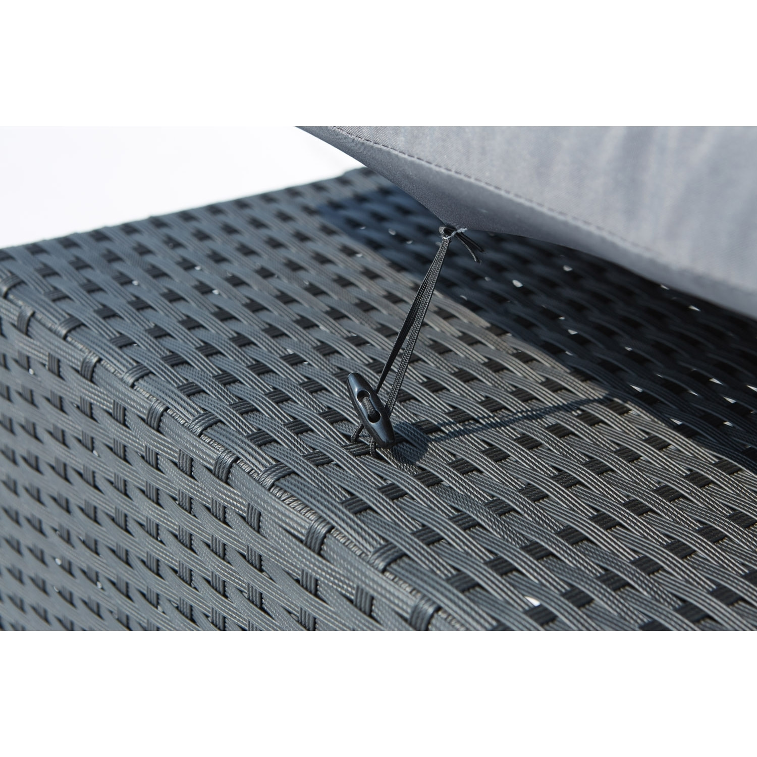 Table et chaises 8 places encastrables en résine noir/gris DALMA