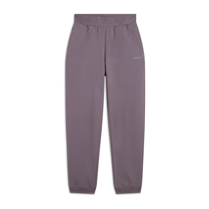 Pantaloni jogger donna in felpa garzata con elastico logato