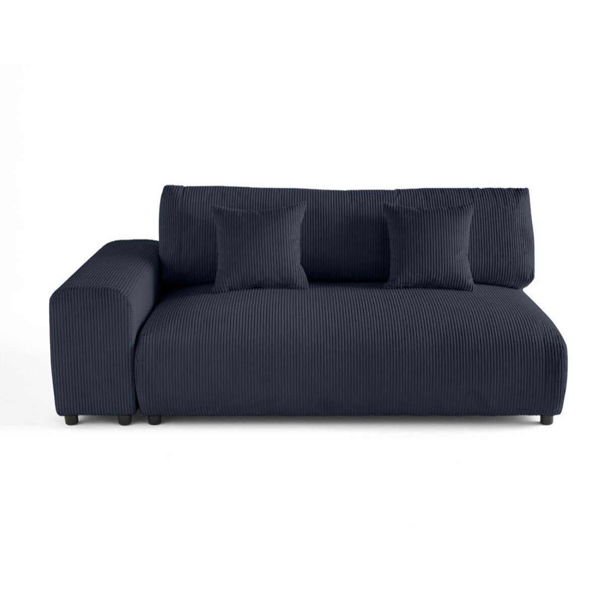 Garance - module d'assise 3 places avec accoudoir gauche - en velours côtelé - Bleu nuit