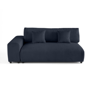 Garance - module d'assise 3 places avec accoudoir gauche - en velours côtelé - Bleu nuit