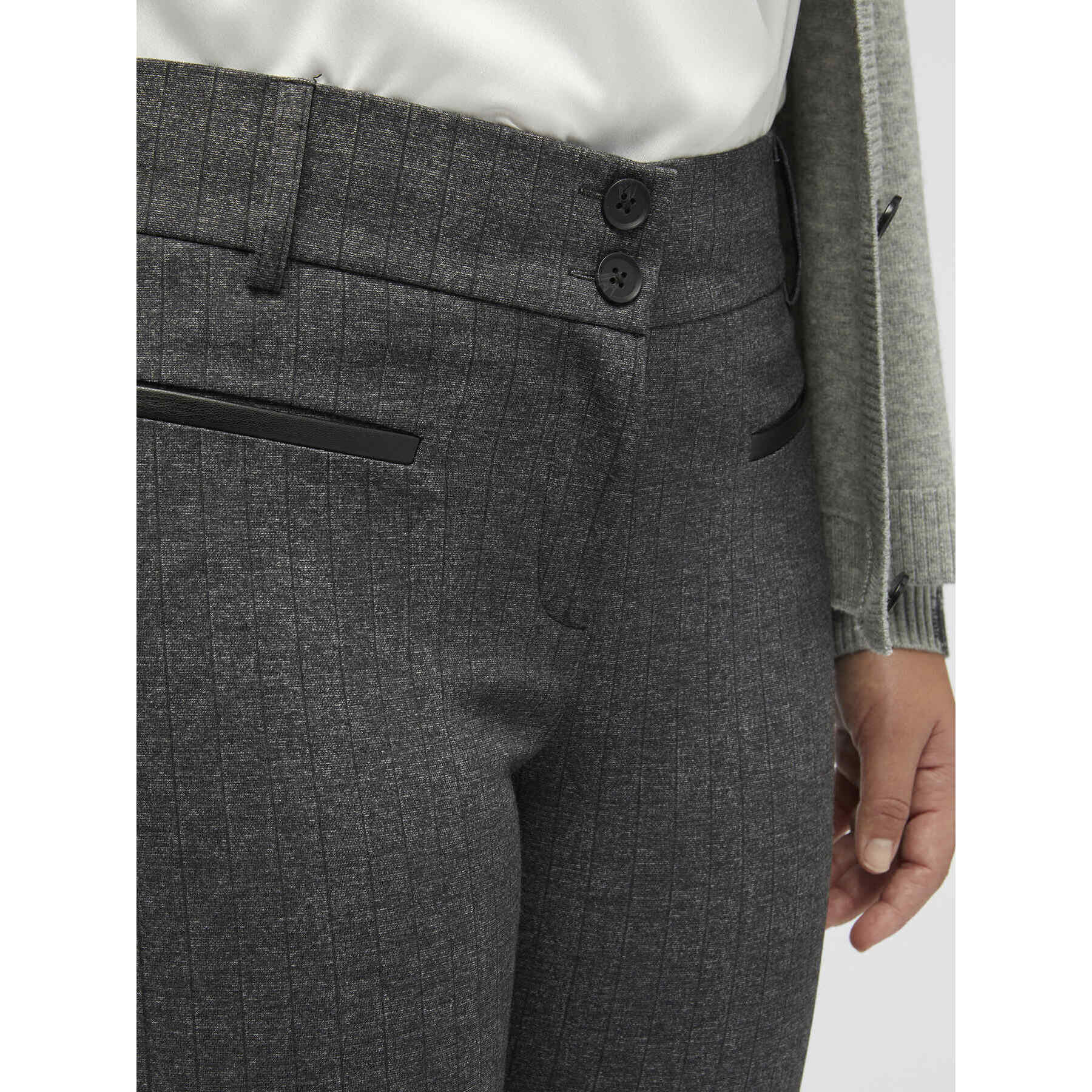 Fiorella Rubino - Pantaloni kick flare rigati - Grigio