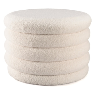 LEOPOLD - Pouf M en tissu bouclette écru avec rangement