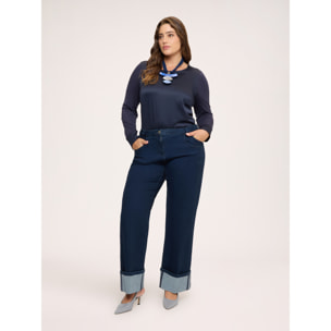 Fiorella Rubino - T-shirt bimaterica in raso e jersey - Blu