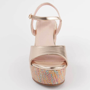 Sandalia De Cuña - Dorado - Altura: 10 Cm