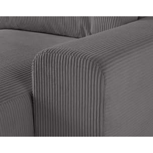 Garance - module d'assise méridienne droit - en velours côtelé - Gris foncé