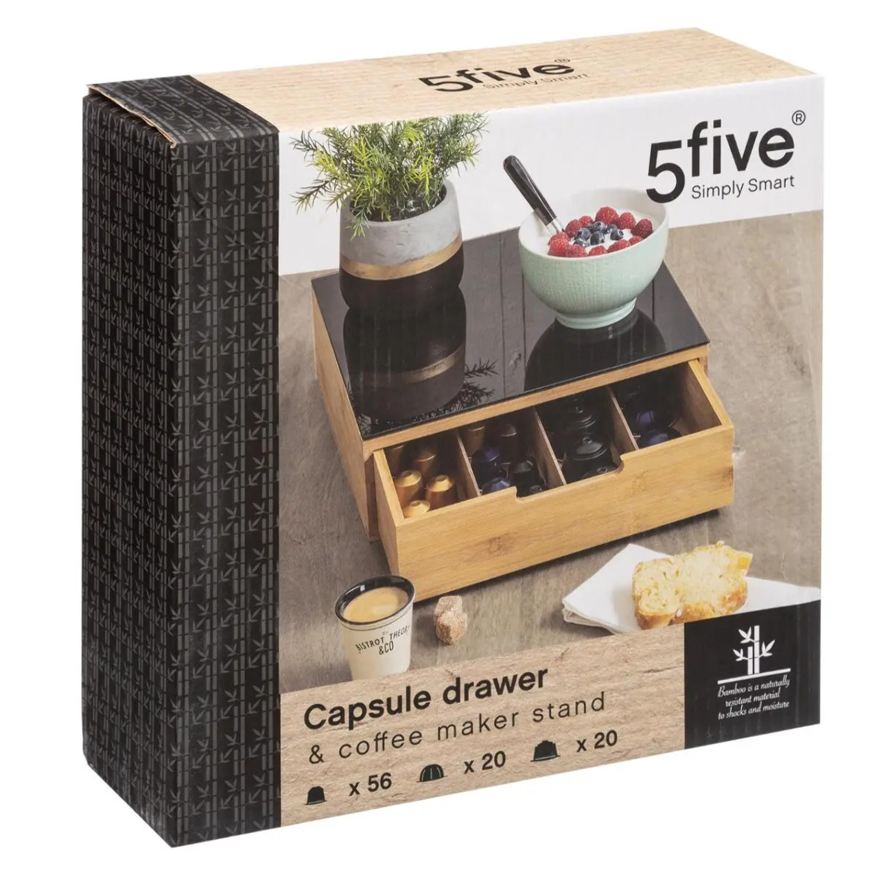Porte-capsules tiroir bambou
