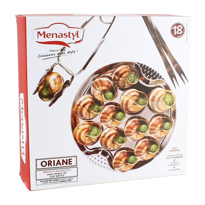Service à escargot 18 pièces en inox ORIANE