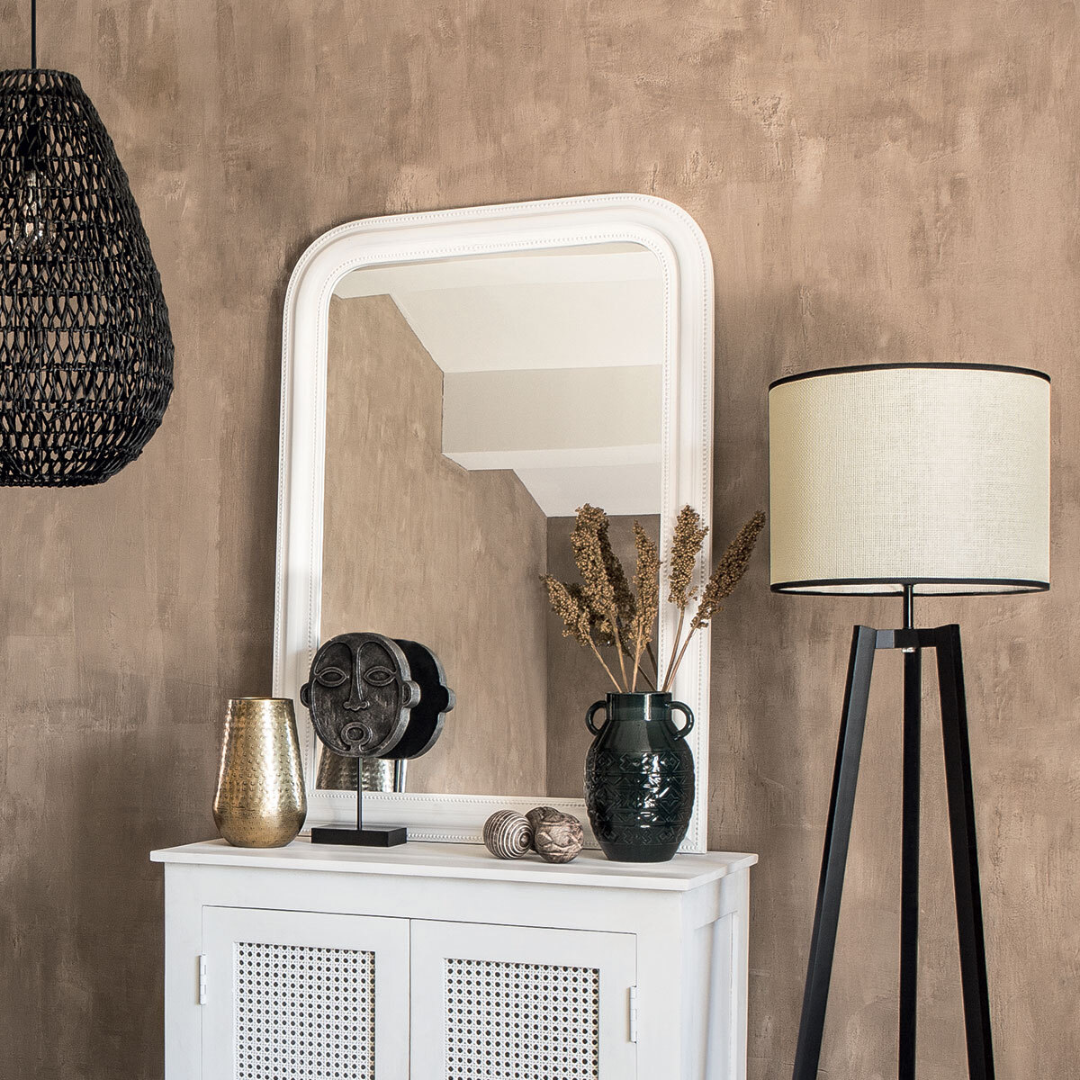 Miroir "Adèle" blanc - bois 74x104 cm