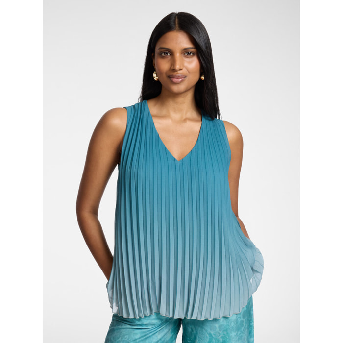 Elena Mirò - Top plisado de color degradado - Green Water