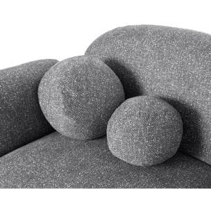 Velris - Canapé d'angle droit 3 places en tissu moucheté - Gris