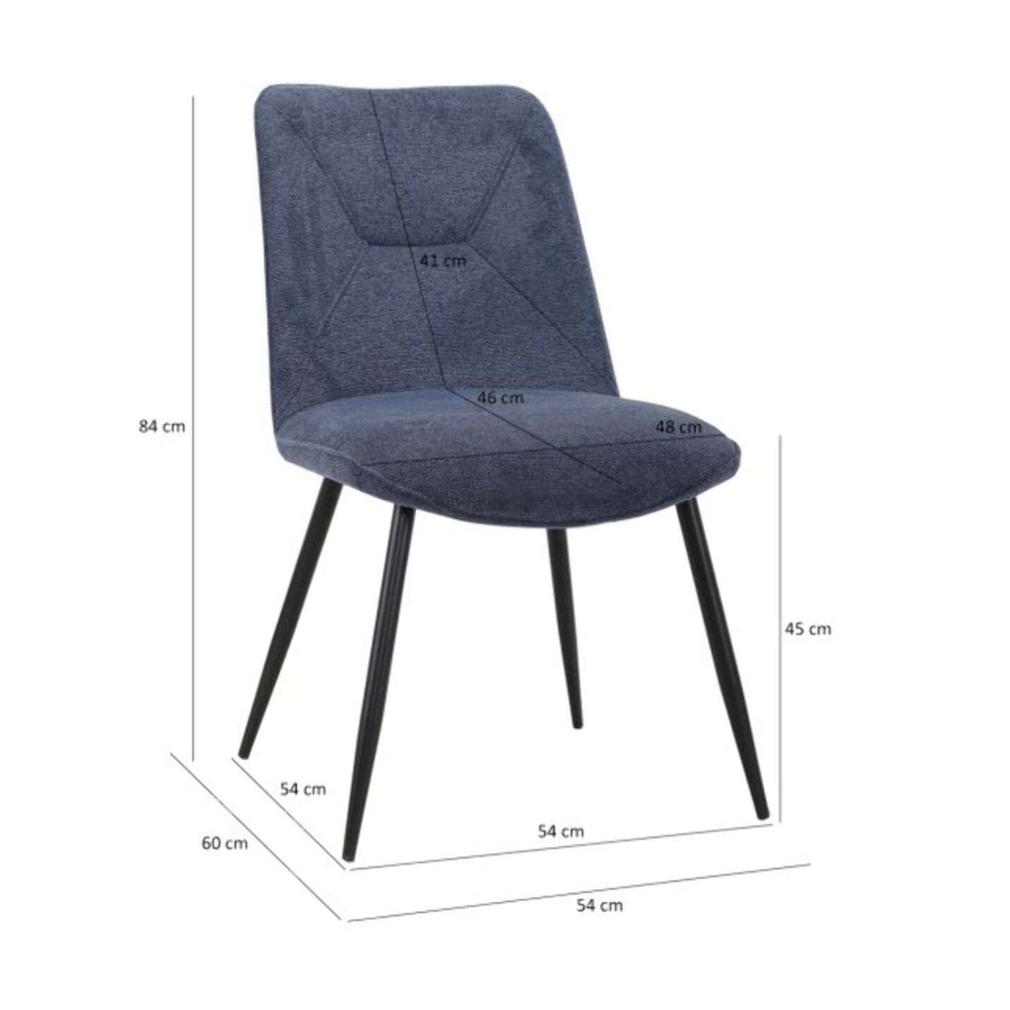 Chaise en tissu avec pieds fins en métal - PERRINE