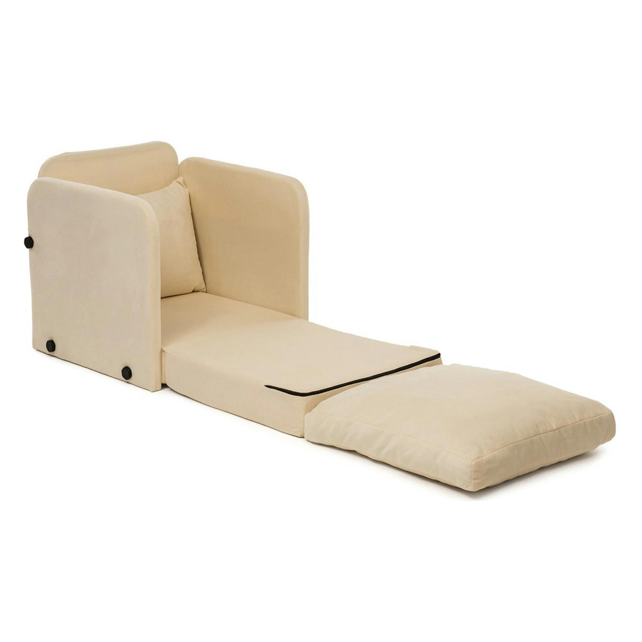 Fauteuil convertible écru 1 place couchage 200 cm ORURO