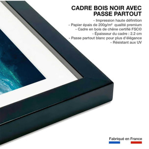 Poster bleu dynamique Affiche sous cadre noir