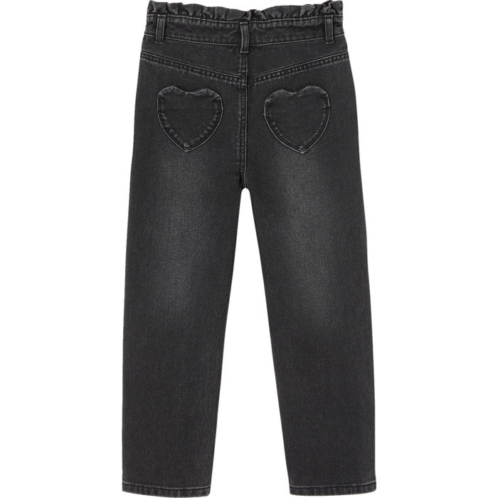 Jean Mom poches coeur au dos fille