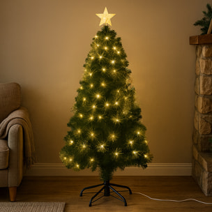 Árbol de navidad de fibra óptica con 130 luces led blanco cálido y estrella 58x58x120cm