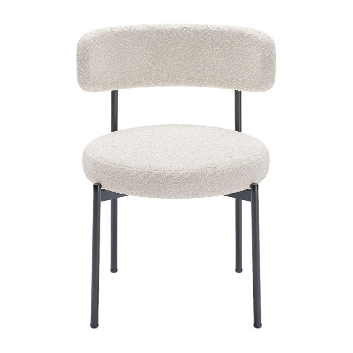 Lot de 2 chaises de table bouclette blanche
