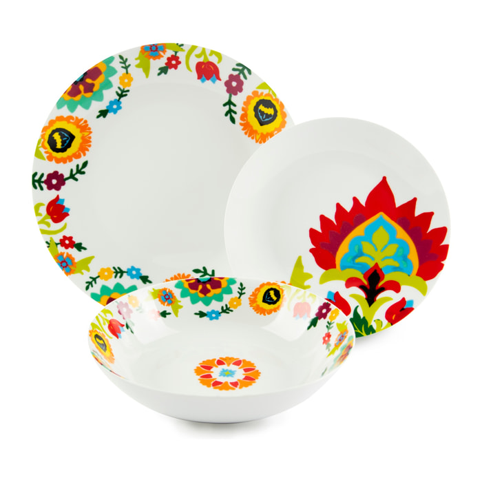 Service de table 18 pièces Excelsa – Jaipur, Porcelaine Blanc
