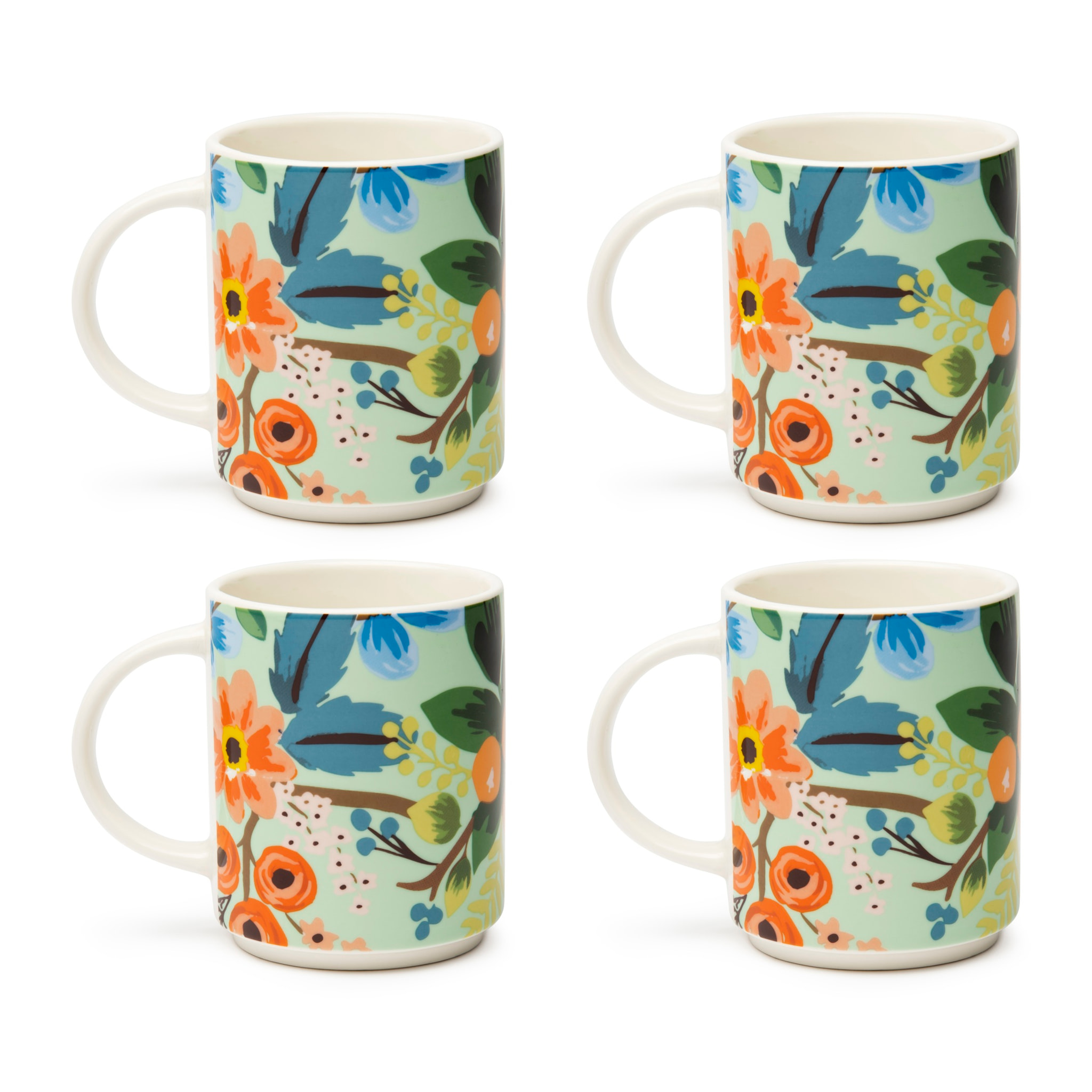 Set de 4 Mugs Excelsa – Fiori Frida, New Bone China Multicolore