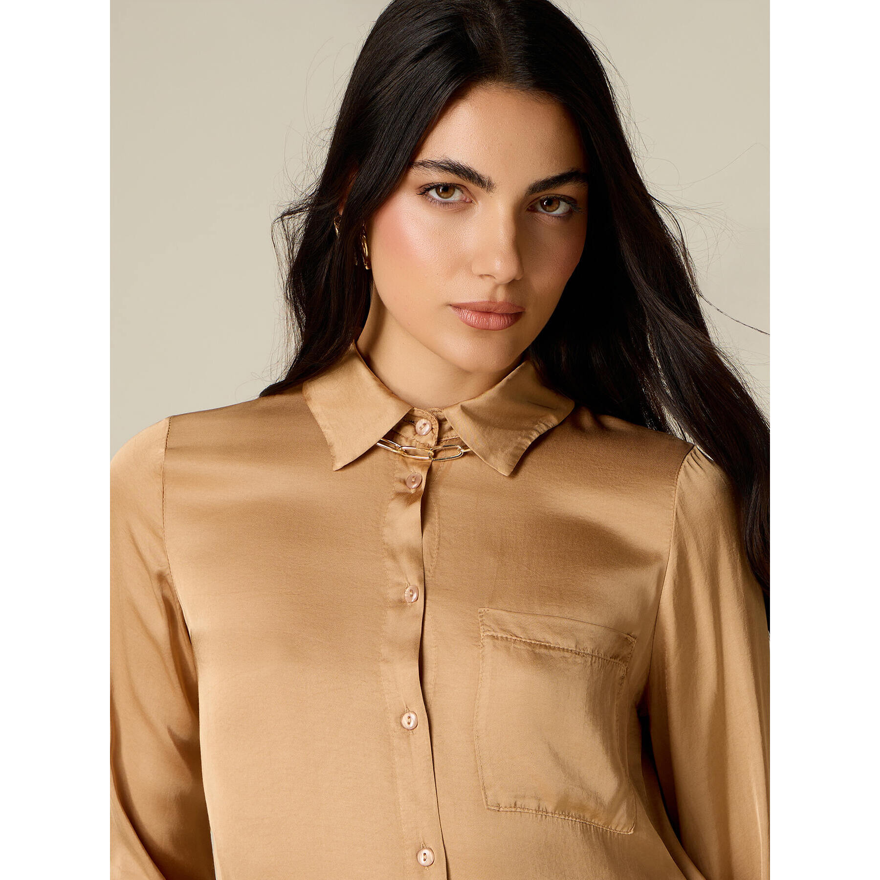 Oltre - Camicia in raso di viscosa - Bianco