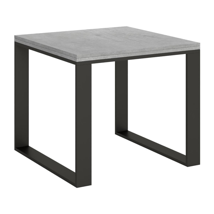 Table extensible portefeuille 90x90/180 cm Tecno Libra Gris Béton cadre Anthracite
