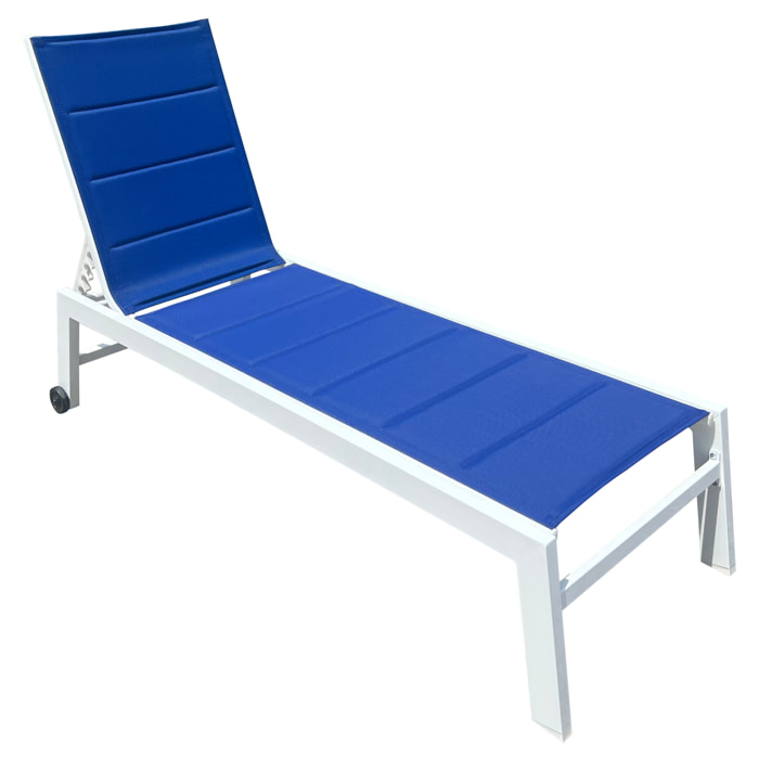 Bain de soleil BARBADOS en textilène bleu - aluminium blanc