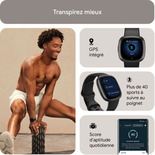 Montre santé FITBIT Versa 4 Aluminium Graphite et Noir