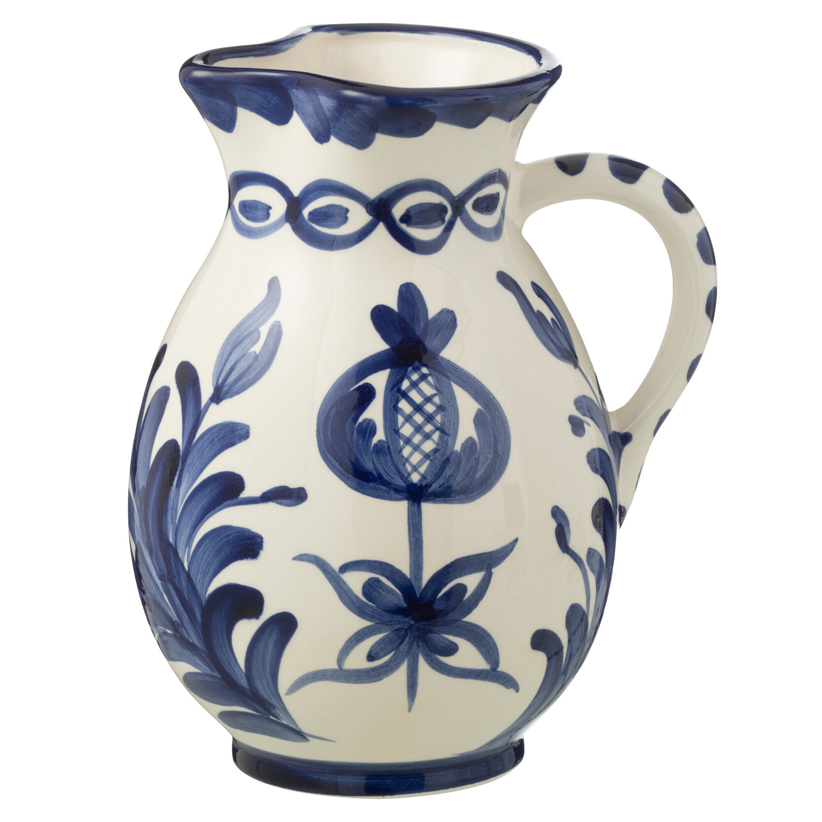 J-Line cruche Granada - céramique - blanc/bleu - medium