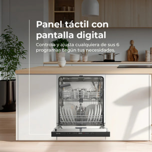 Lavavajillas Integrable EVVO Di.2Y 60cm 14 Cubiertos, 6 Programas + Display, Panel Táctil, Auto Open