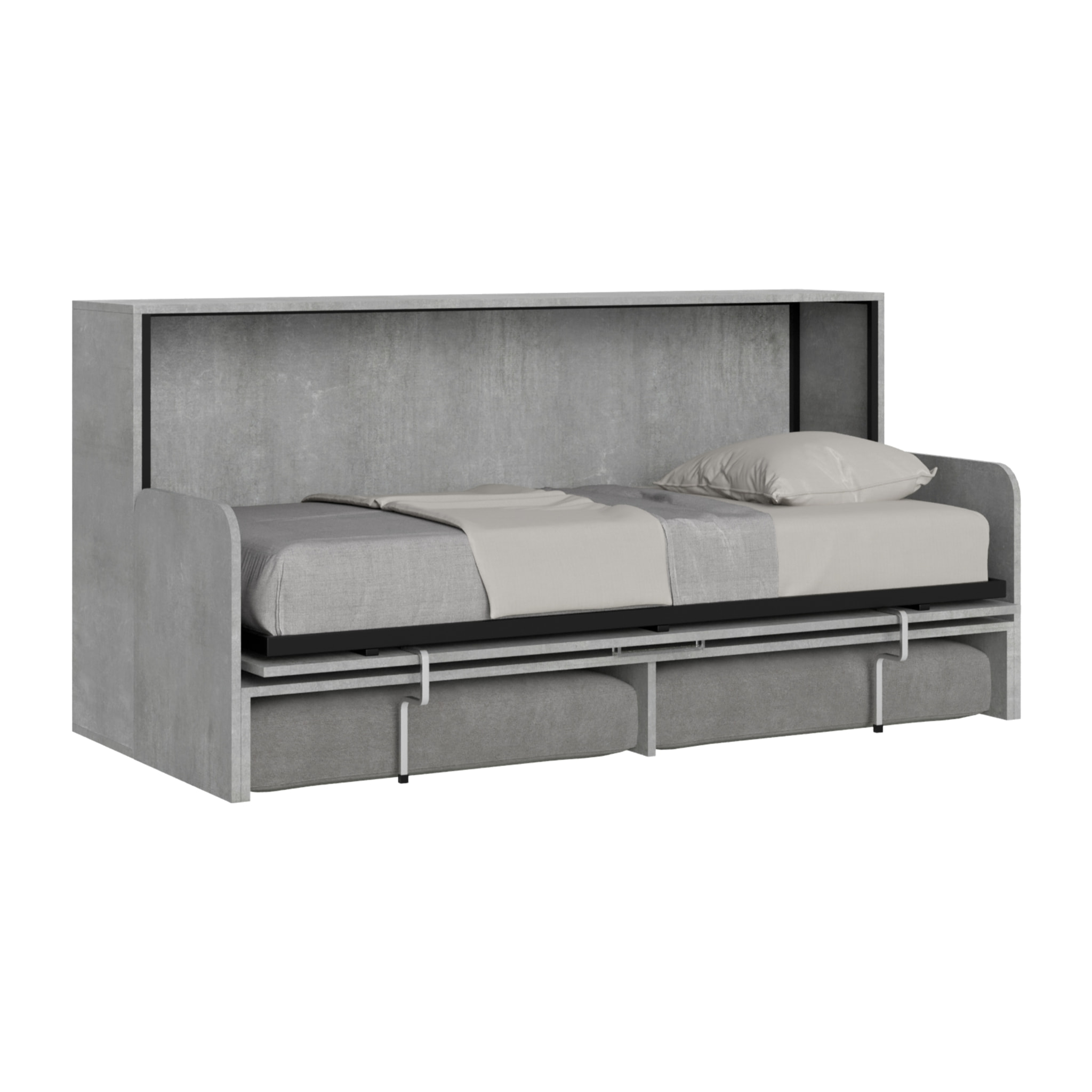 Lit escamotable horizontal 1 couchage 85 Kando Sofà Gris Béton - ALESSIA 20